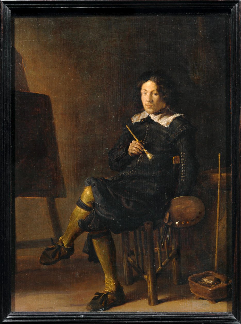 Selvportræt med staffeli ... af Cornelis Saftleven