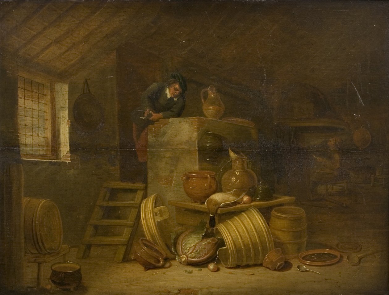 Interiør af et køkken af Cornelis Saftleven