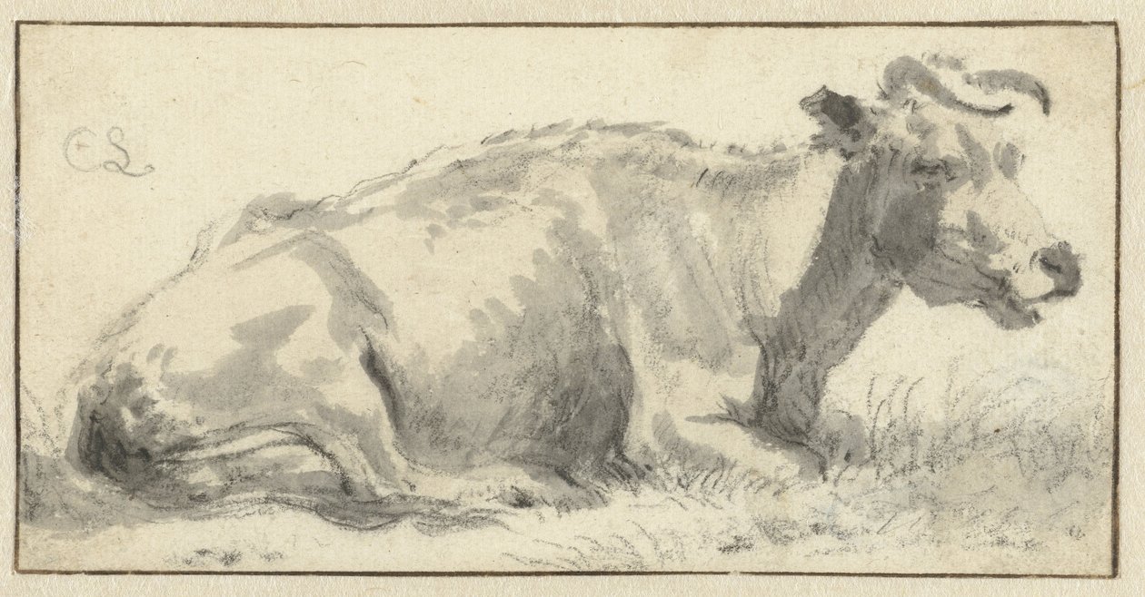 Tilbagelænet ko, til højre af Cornelis Saftleven