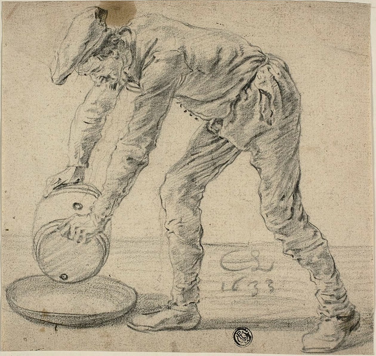 Mand med en tønde af Cornelis Saftleven