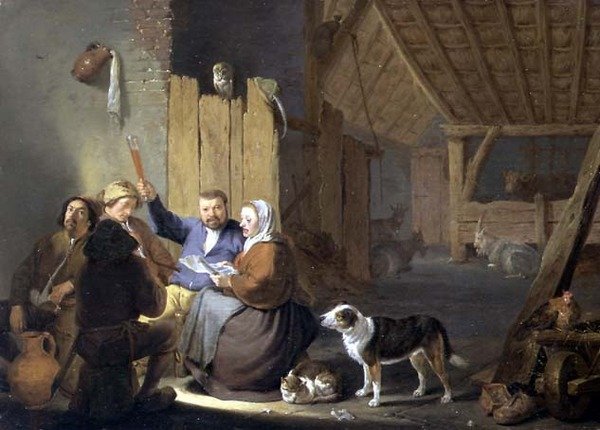 Bonde drikker i en lade, 1634 af Cornelis Saftleven