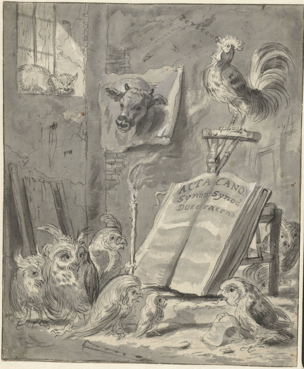 Satire over synoden i Dordrecht, 1618 af Cornelis Saftleven