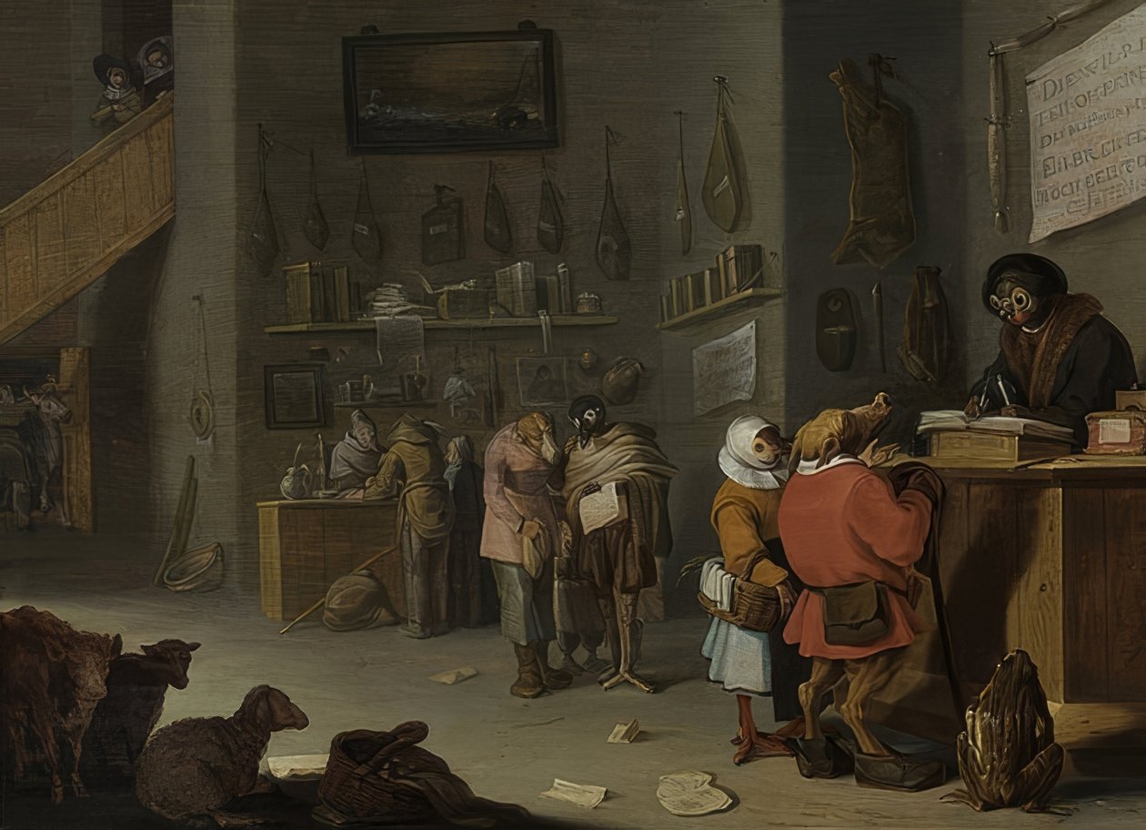 Tvist om en ko koster mindst én mere (hvem sagsøger for en ko?). 1629 af Cornelis Saftleven