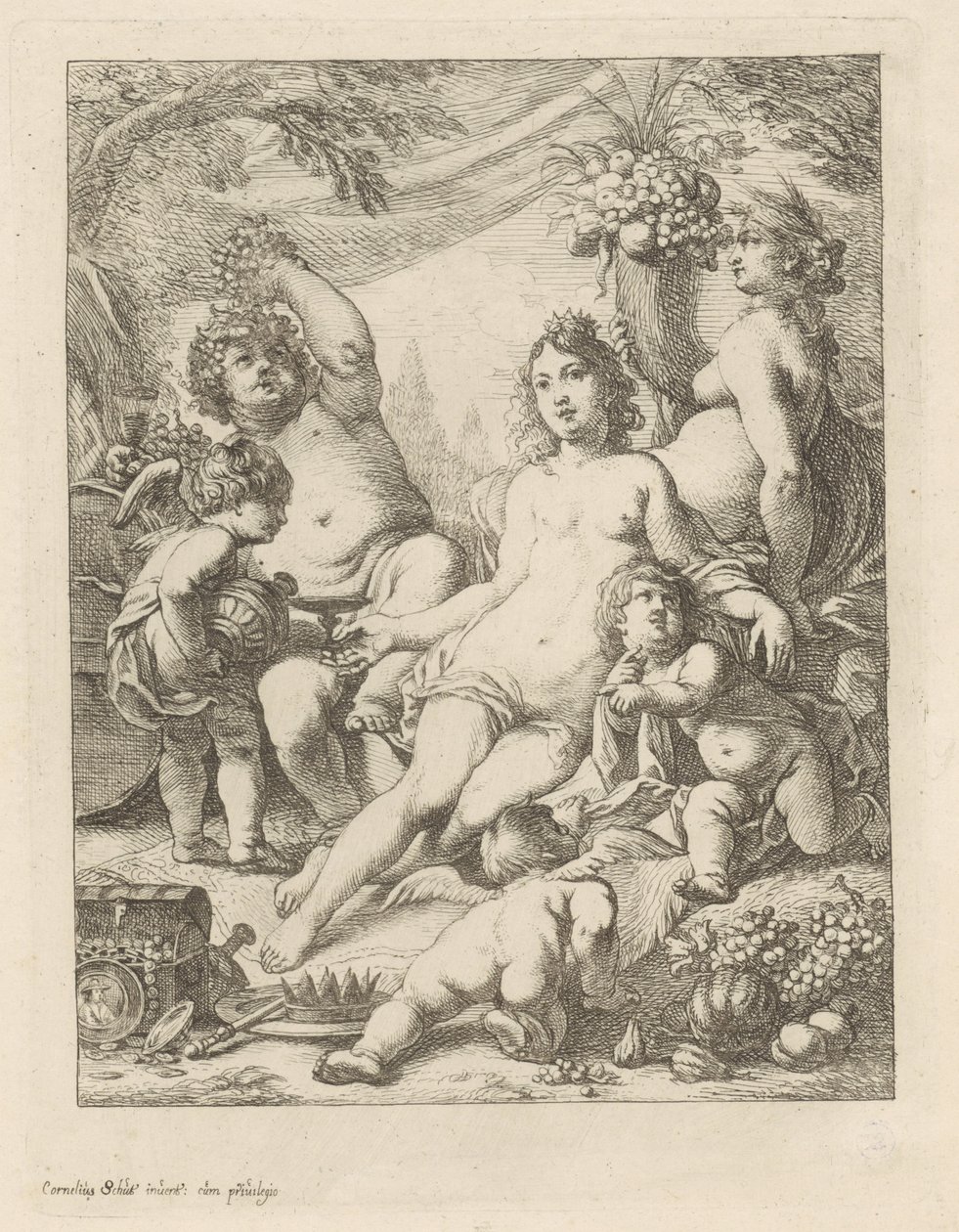 Bacchus, Venus en Ceres. af Cornelis Schut (I)
