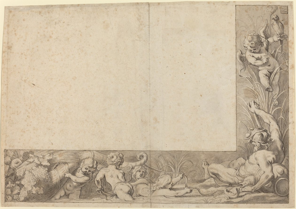 River God med Putti af Cornelis Schut I