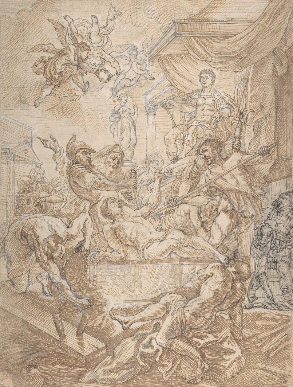 The Martyrdom of Saint Lawrence, begyndelsen af det 17.-midten af det 17. århundrede. af Cornelis Schut I