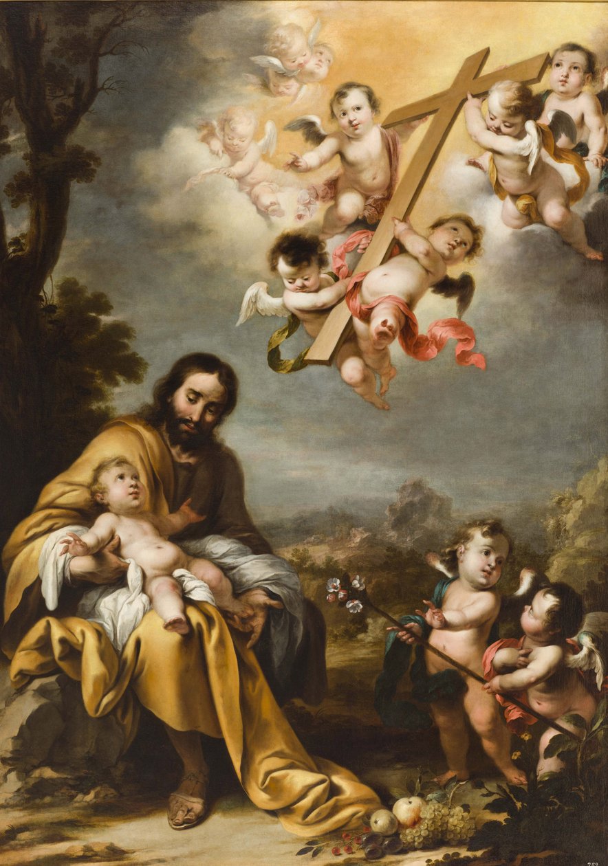 Sankt Josef og Kristusbarnet før det hellige kors, ca. 1670. af Cornelis Schut the Younger