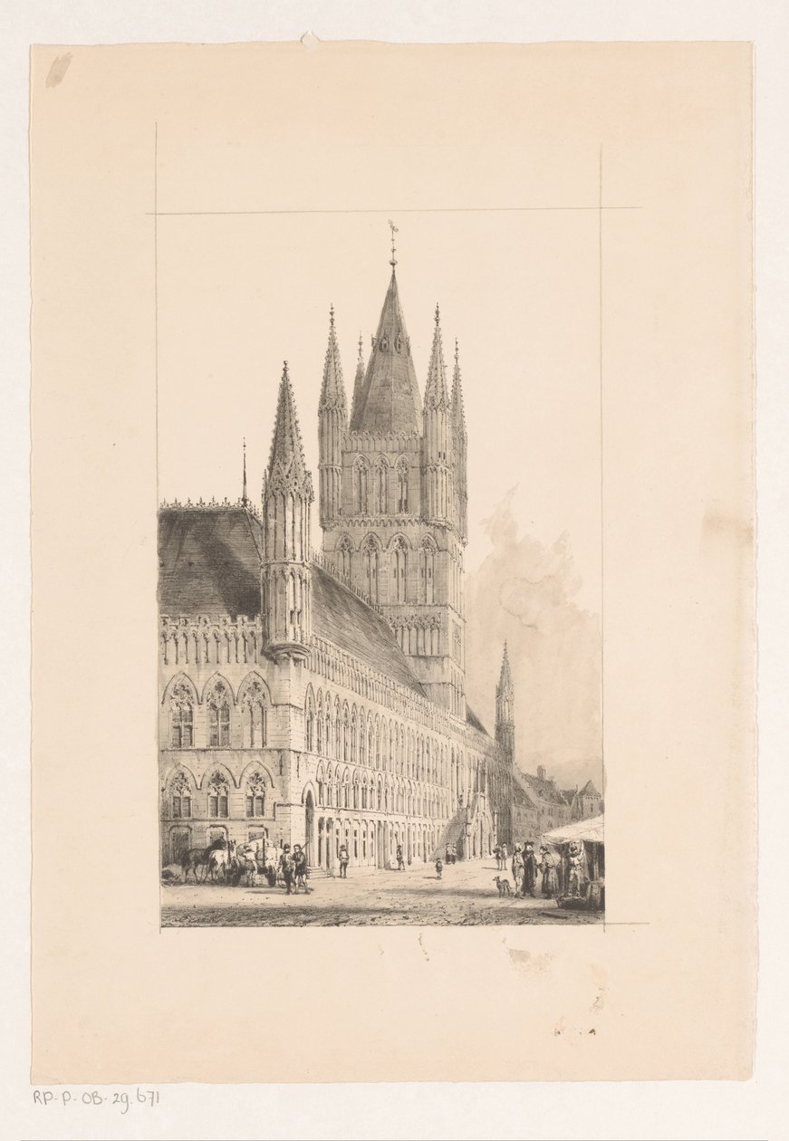 Tøjhallen i Ypres Rådhus fra det trettende århundrede af Cornelis Springer