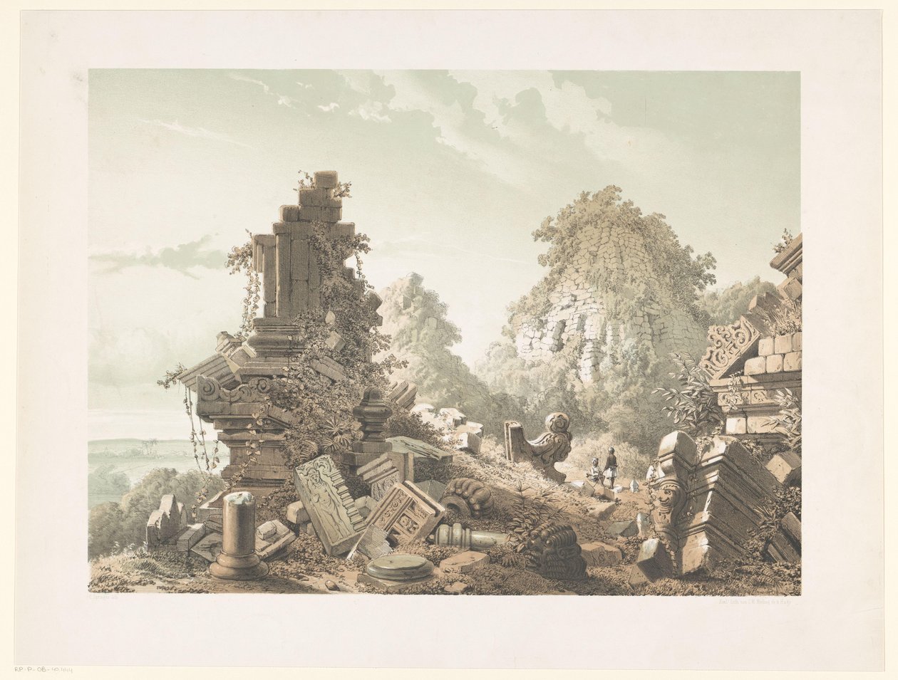 Ruin af Tjandi Lora Djongrang Ruinerne af Tjandi-Lora Djongrang. Residence Jocjakkerta (titel på objekt) af Cornelis Springer