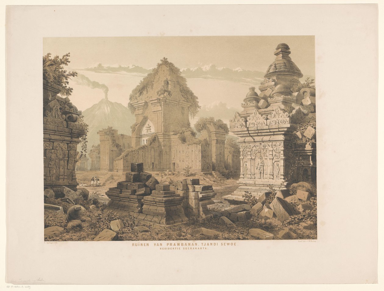 Ruin af Tjandi Sehoe Ruinerne af Prambanan. Tjandi Sewo. Residence Surakarta (titel på objekt) af Cornelis Springer