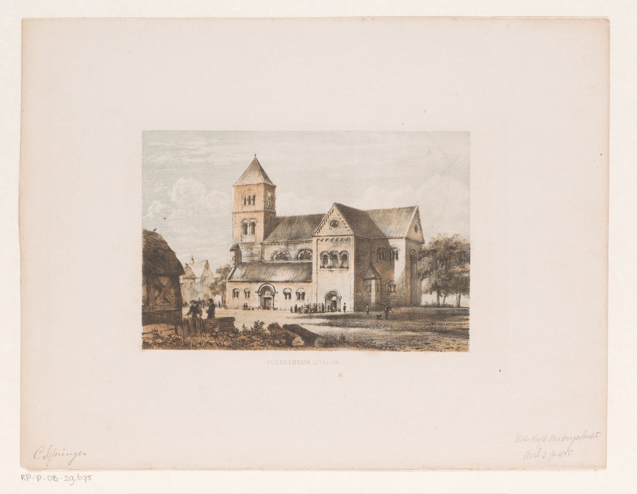 Det tolvte århundredes kirke Kirkebygning 1100-tallet (titel på objekt) af Cornelis Springer