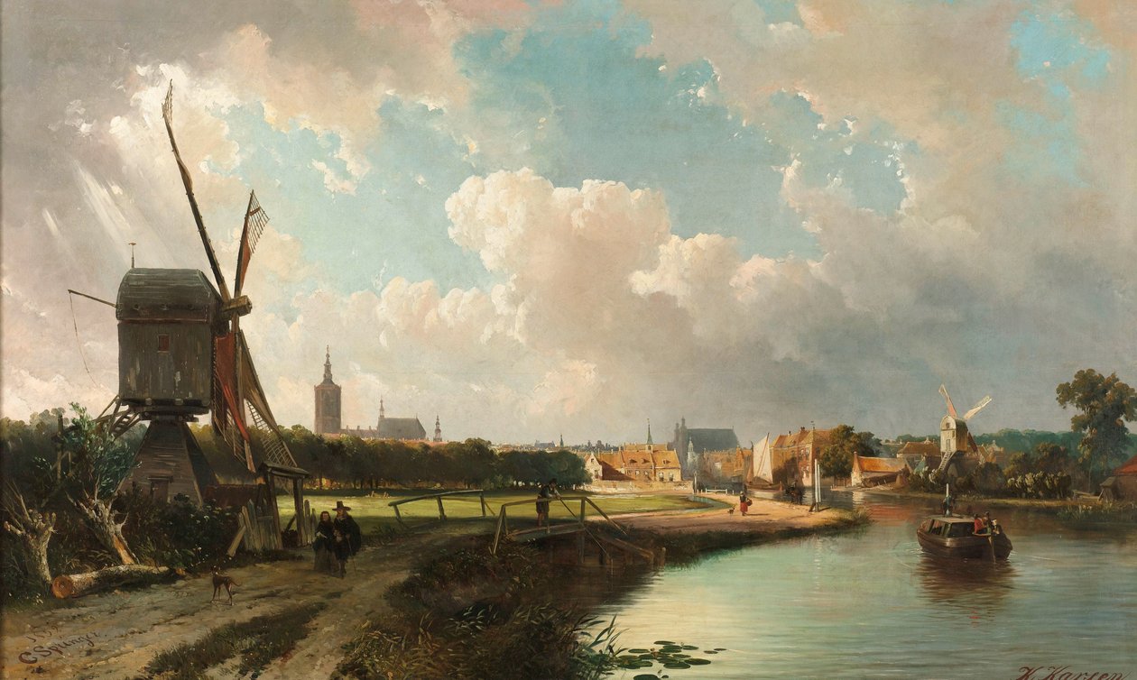 Udsigt over Haag fra Delftse Vaart i det syttende århundrede af Cornelis Springer