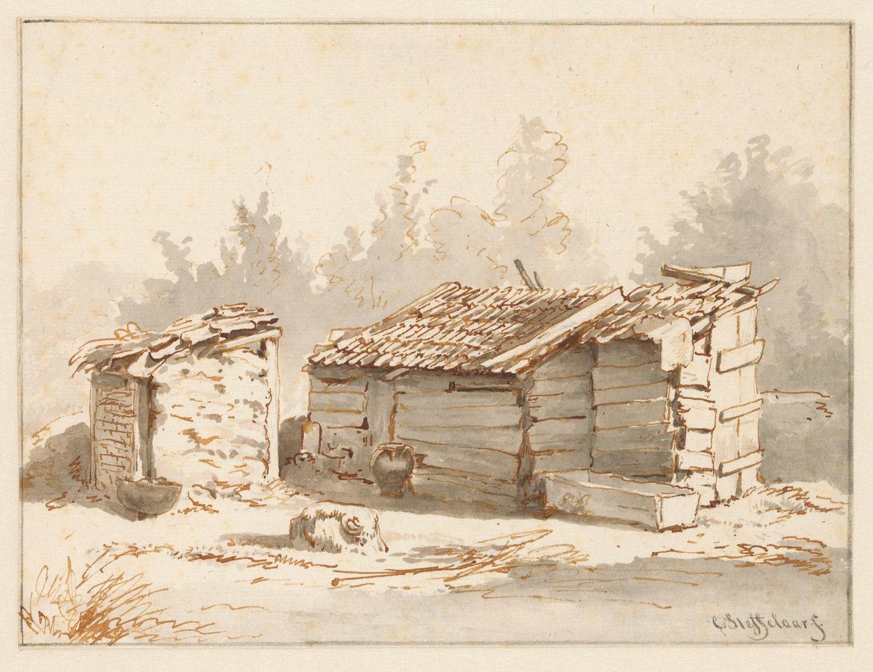 To stier til husdyr af Cornelis Steffelaar