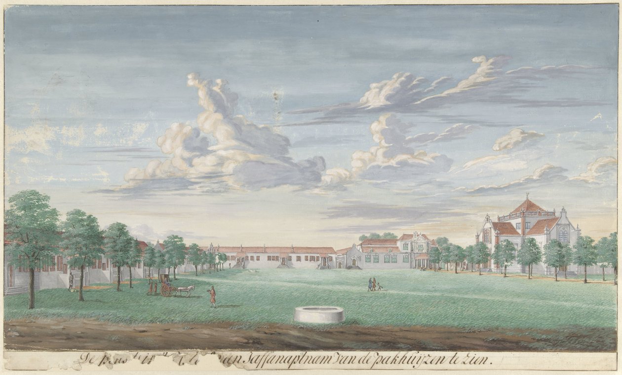 Gården til Jaffnapatnam Fort i Ceylon For at se stedet i slottet Jaffanapatnam fra pakhusene. af Cornelis Steiger