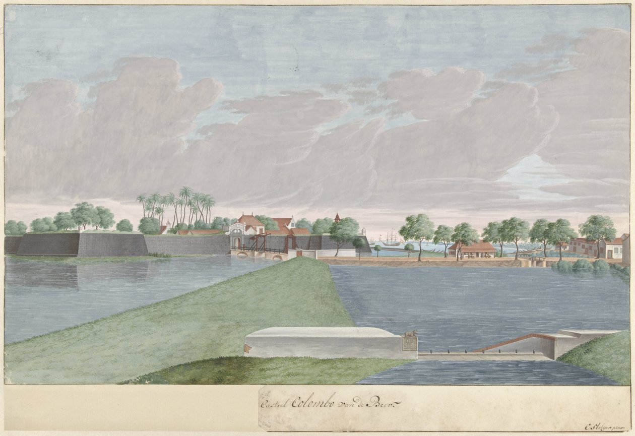 Udsigt over Colombo fra De Beer-landingen (...) Casteel Colombo van de Beer (titel på objekt) af Cornelis Steiger