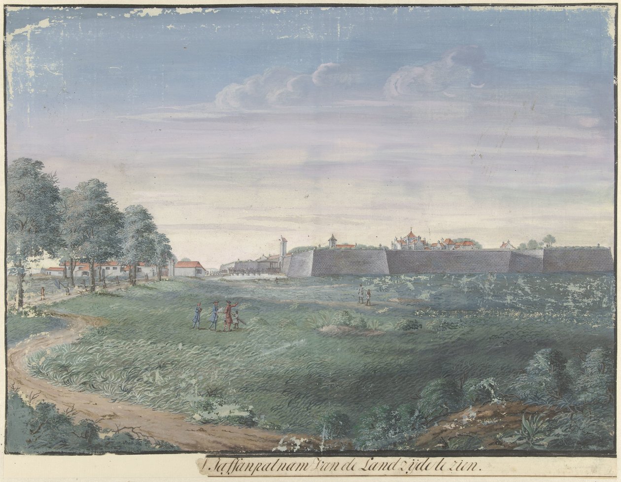 Jaffnapatnam Fort i Ceylon [..]l Jaffanpatnam fra landsiden skal ses (titel på objekt) af Cornelis Steiger