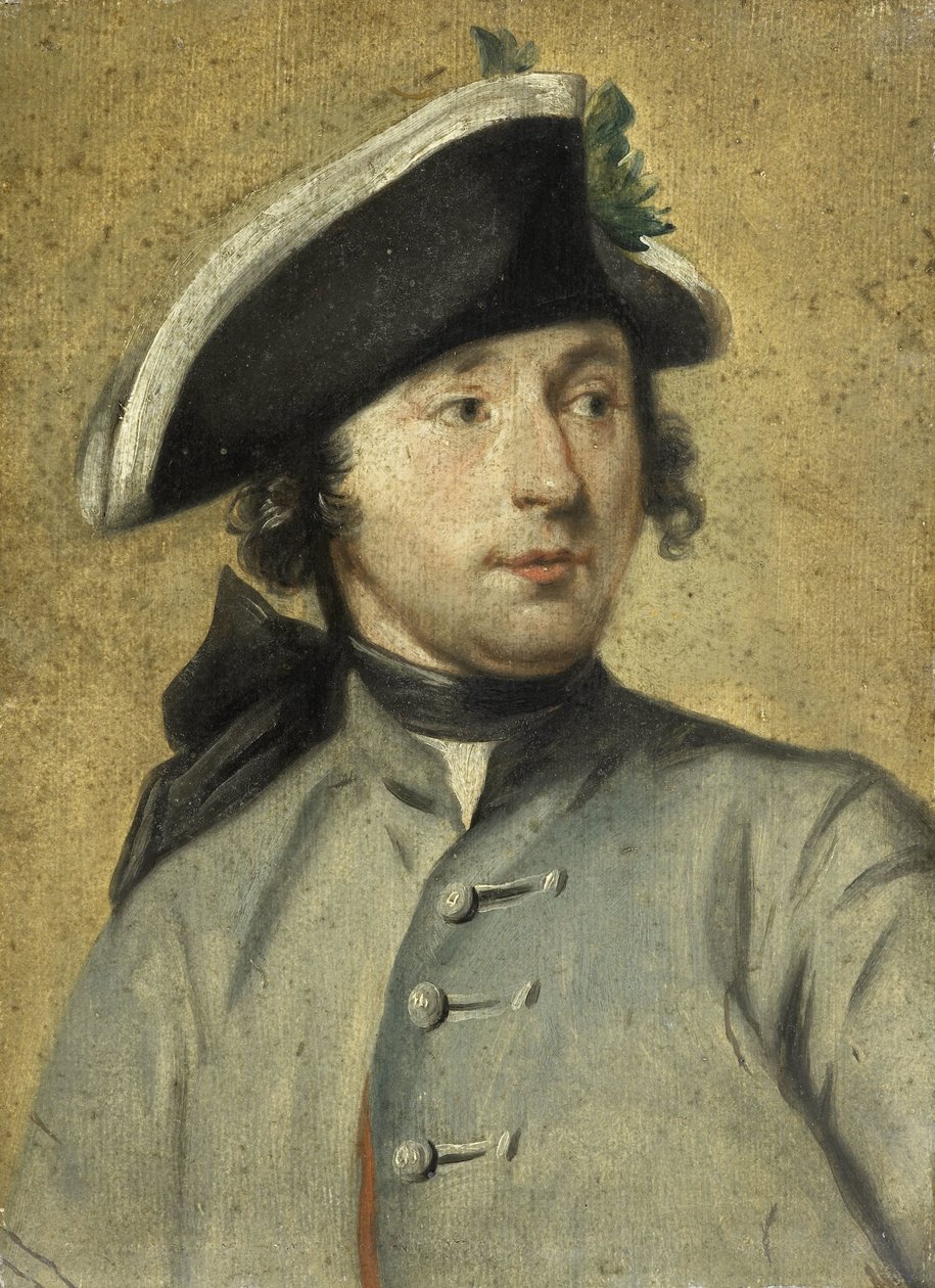 Portræt af Ludolf Backhuysen II, maler og dragon, barnebarn af marinemaleren Ludolf Backhuysen I af Cornelis Troost