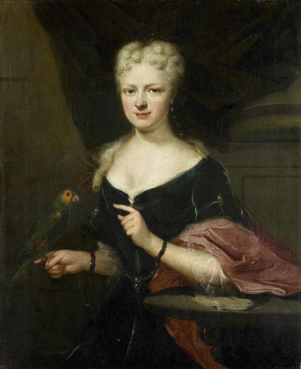 Portræt af Maria Magdalena Stavenisse, hustru til Jacob de Witte af Elkerzee, rådmand i Zierikzee af Cornelis Troost