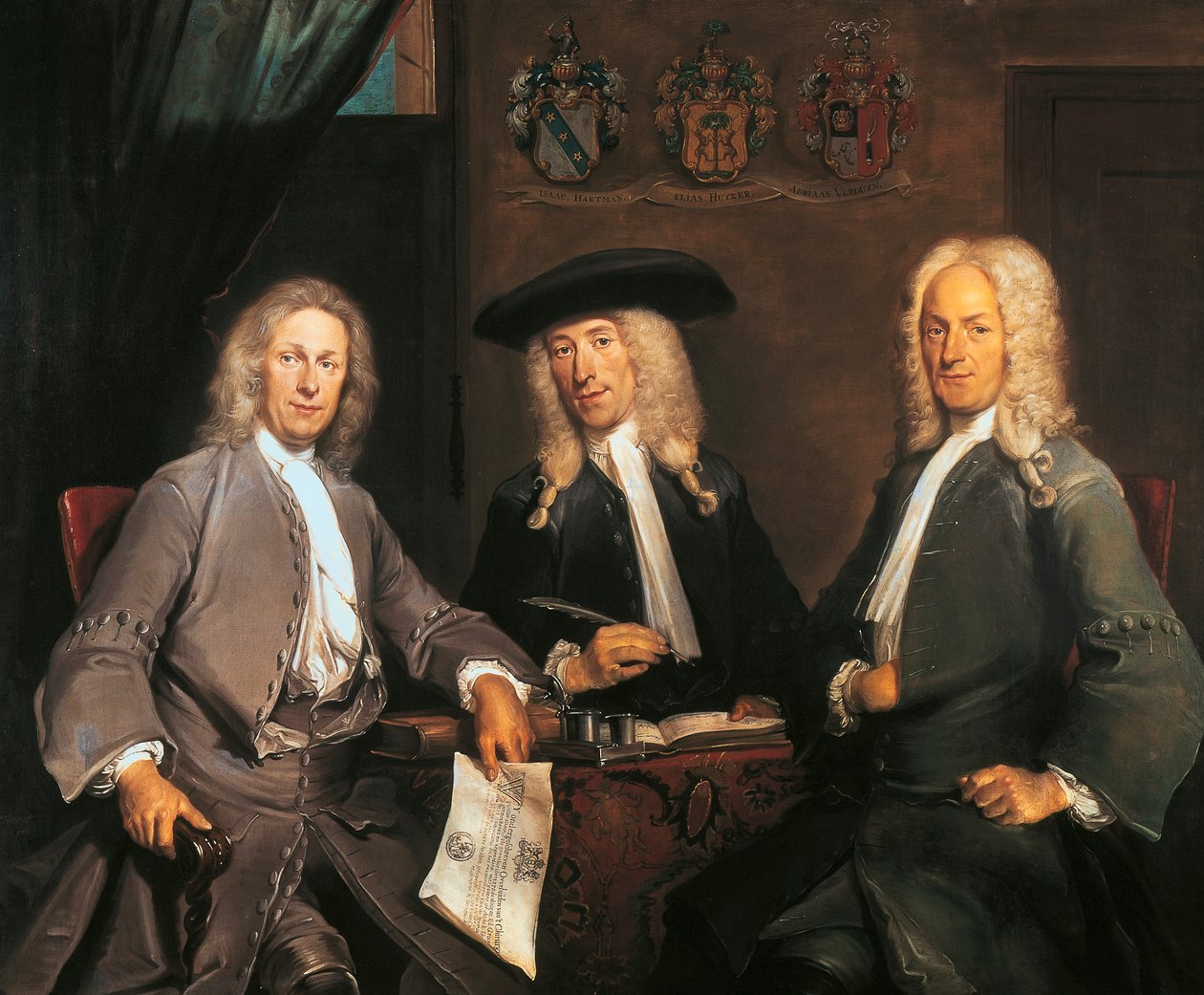 Tre guvernører i Surgeons Guild i Amsterdam af Cornelis Troost