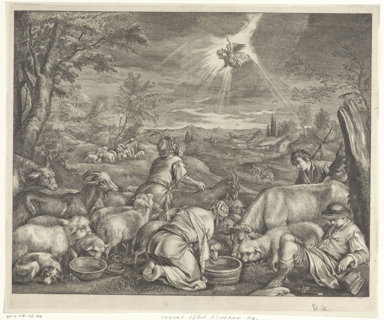 Abraham blade til Sichem / Proklamation til hyrderne af Cornelis Visscher (II)