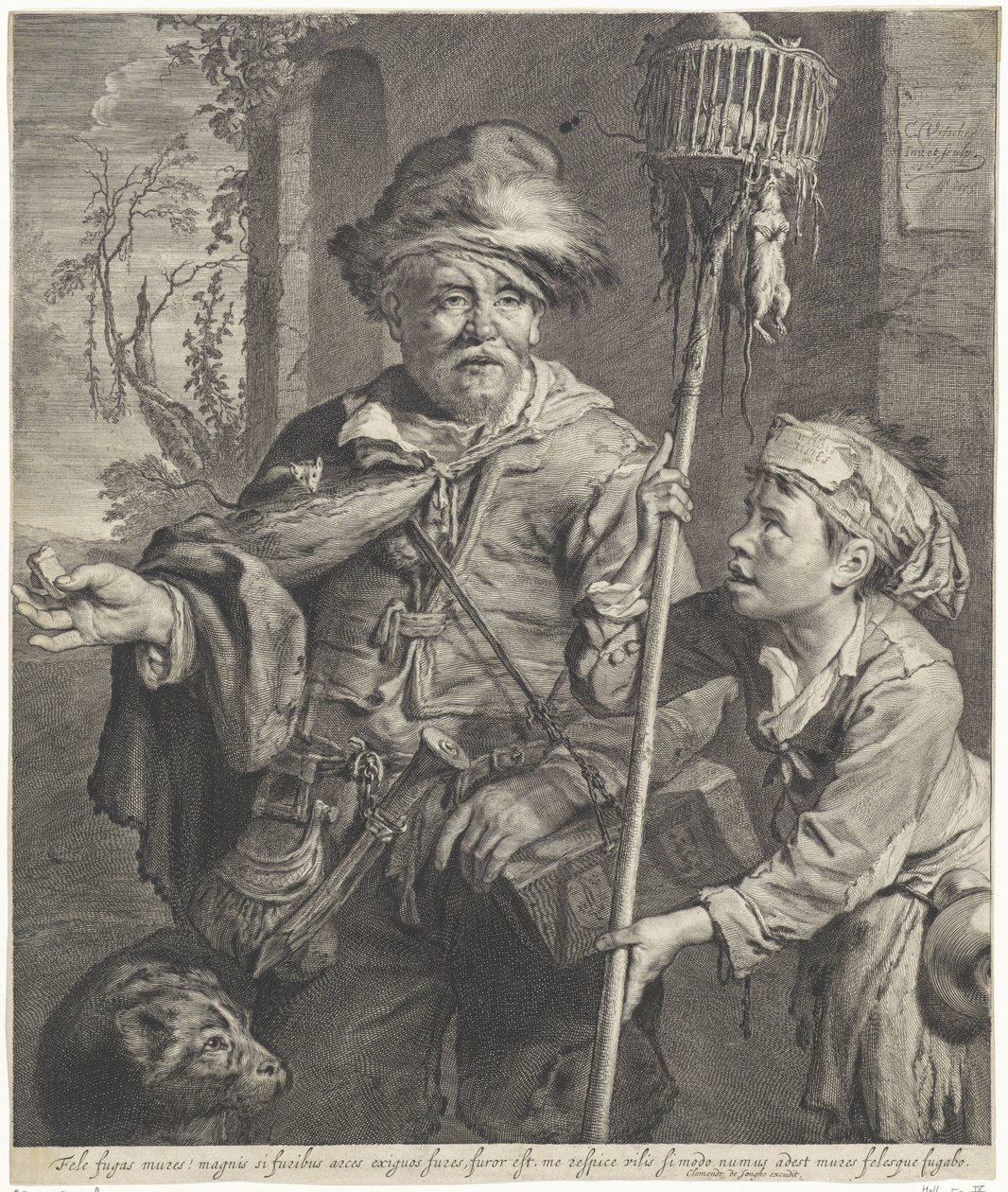 Pied Piper med sin tjener af Cornelis Visscher (II)