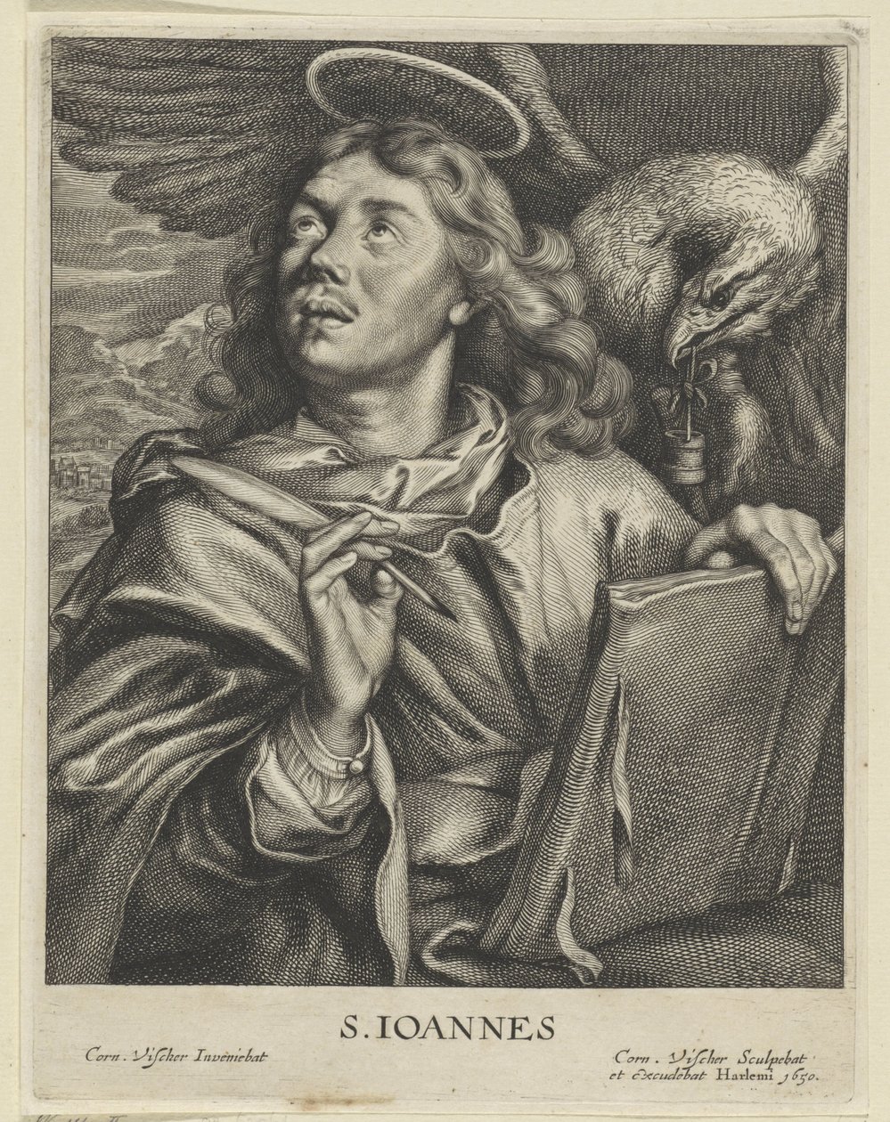 Evangelisten Johannes S. IOANNES (titel på objekt) Vier Evangelisten (serietitel) af Cornelis Visscher (II)