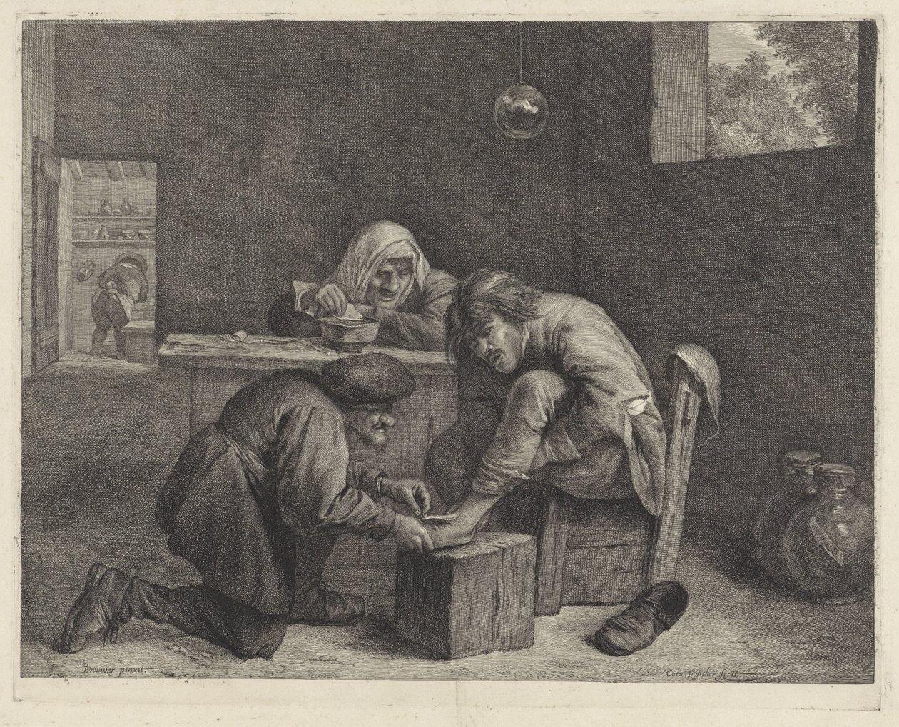 Mand hos en læge af Cornelis Visscher (II)