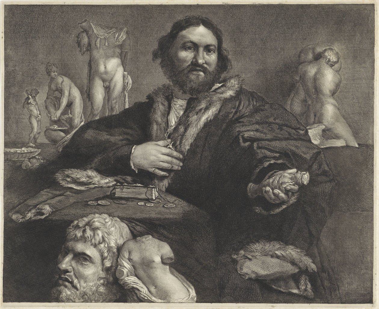 Portræt af samleren Andrea Odoni Portret af Andrea Odoni af Cornelis Visscher (II)
