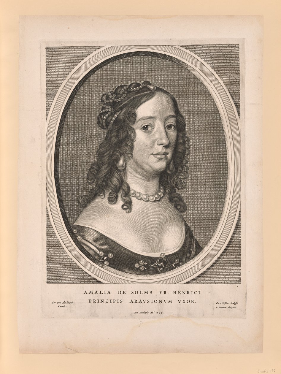 Amalia van Solms, Frederick Henrys kone, fra Ni portrætter af Cornelis Visscher