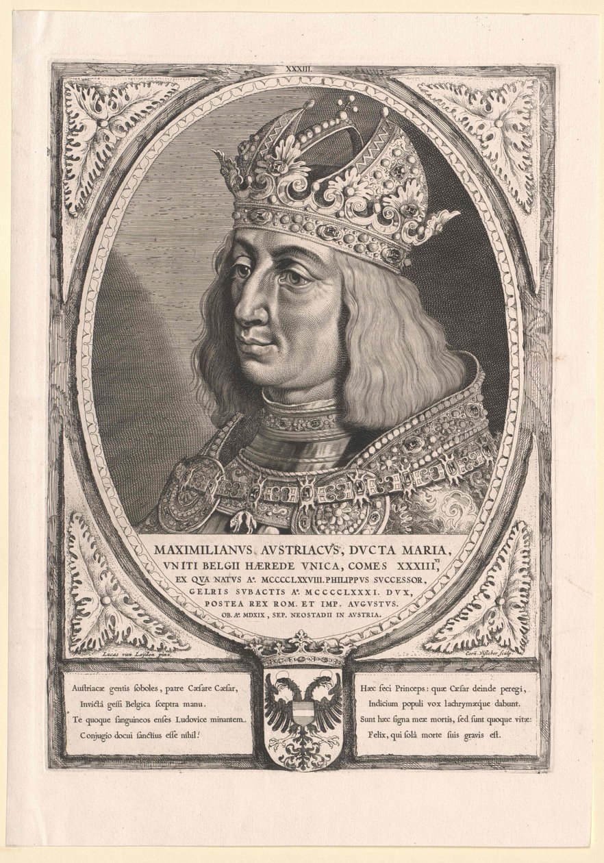 Den hellige romerske kejser Maximilian I (print) af Cornelis Visscher