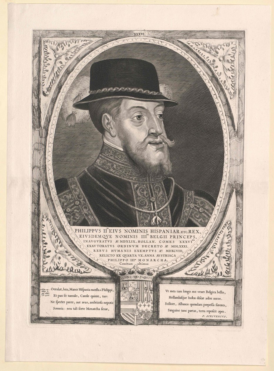 Kong af Spanien Philipp II (print) af Cornelis Visscher