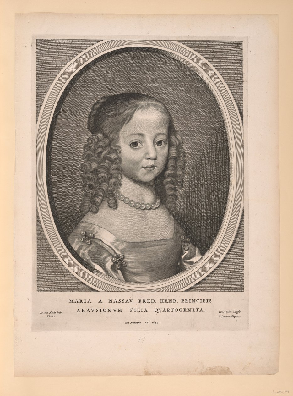 Mary, prinsesse af Orange Nassau, fra Ni portrætter af Cornelis Visscher