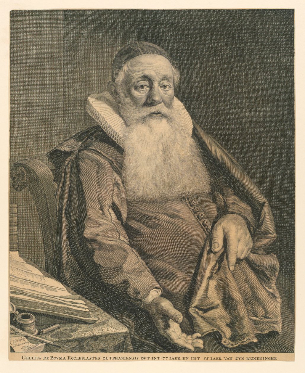 Portræt af Gellius de Bouma af Cornelis Visscher