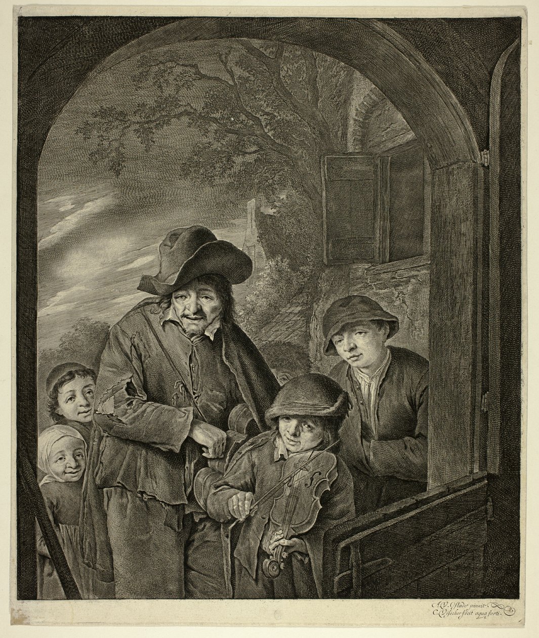 Hurdy-Gurdy-spilleren af Cornelis Visscher