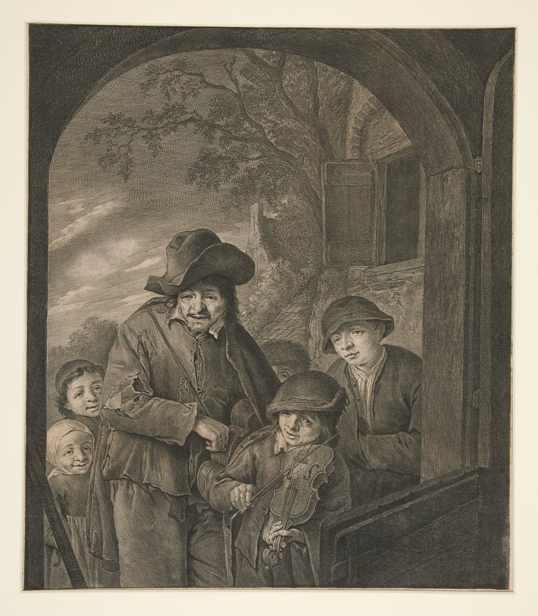 Uden titel (Musikere ved en krostue) af Cornelis Visscher
