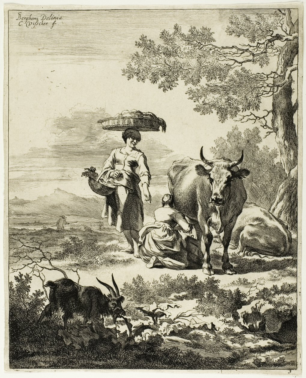 Kvinde malker en ko af Cornelis Visscher