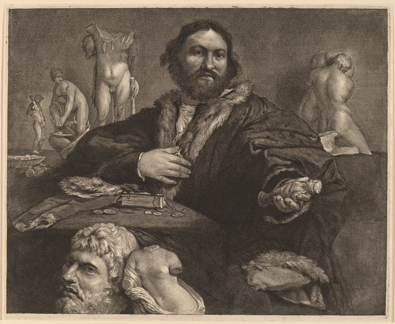 Andrea Odoni af Cornelis Visscher after Lorenzo Lotto