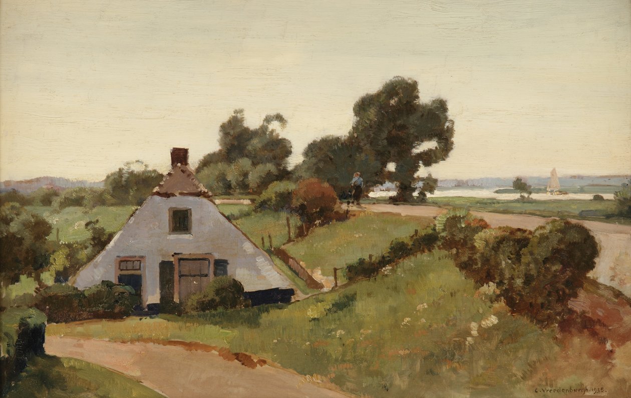 ved diget; stuehus nær floden IJssel, 1935 af Cornelis Vreedenburgh