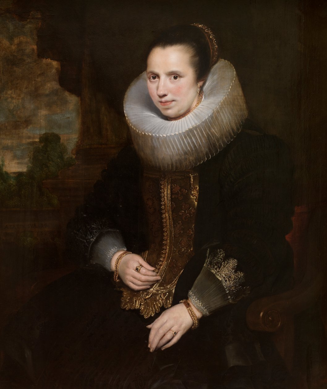 Elisabeth Hoegaerts (olie på lærred) (par til 471109) af Cornelis de (attr. to) Vos