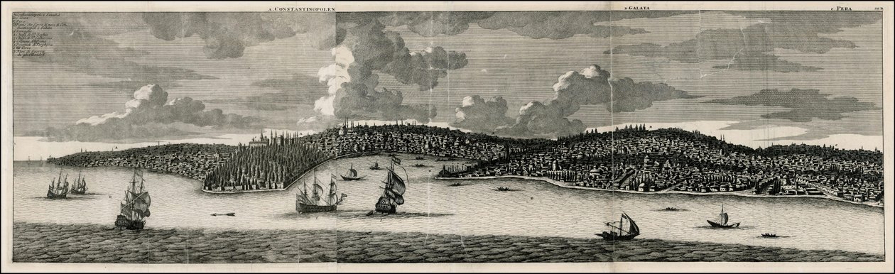 Udsigt over Konstantinopel og Pera fra 1698 af Cornelis De Bruyn af Cornelis de Bruijn