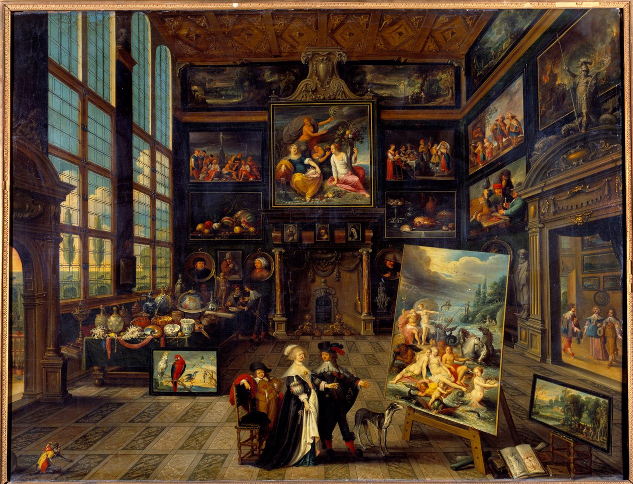 Indvendigt billede af et galleri med malerier og kunstværker Maleri af Cornelis de Baellieur (1607-1671) 1637 Søn. 0,99x1,23 m af Cornelis de I Baellieur