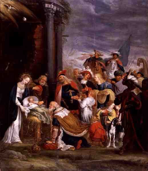 Magiernes tilbedelse (olie på kobber) af Cornelis de I Baellieur