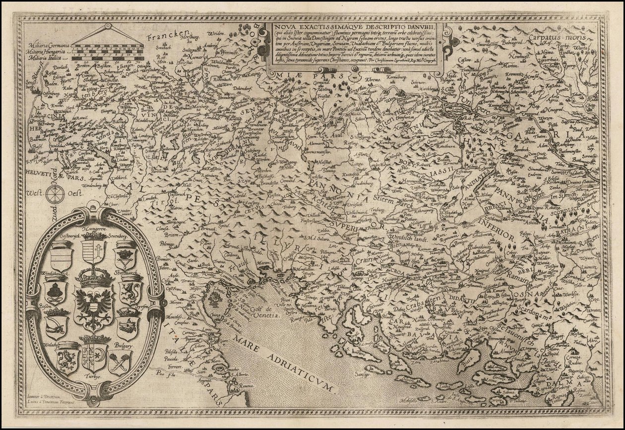 Kort over Donau fra 1593 af Cornelis de Jode af Cornelis de Jode
