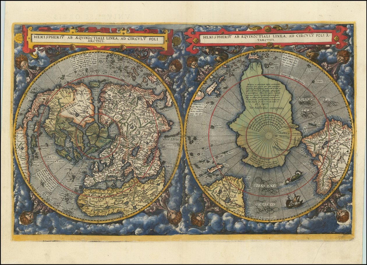 Hemispheriu ab Aequinoctiali Linea, ad Circulu Poli Arctici, 1593 af Cornelis de Jode