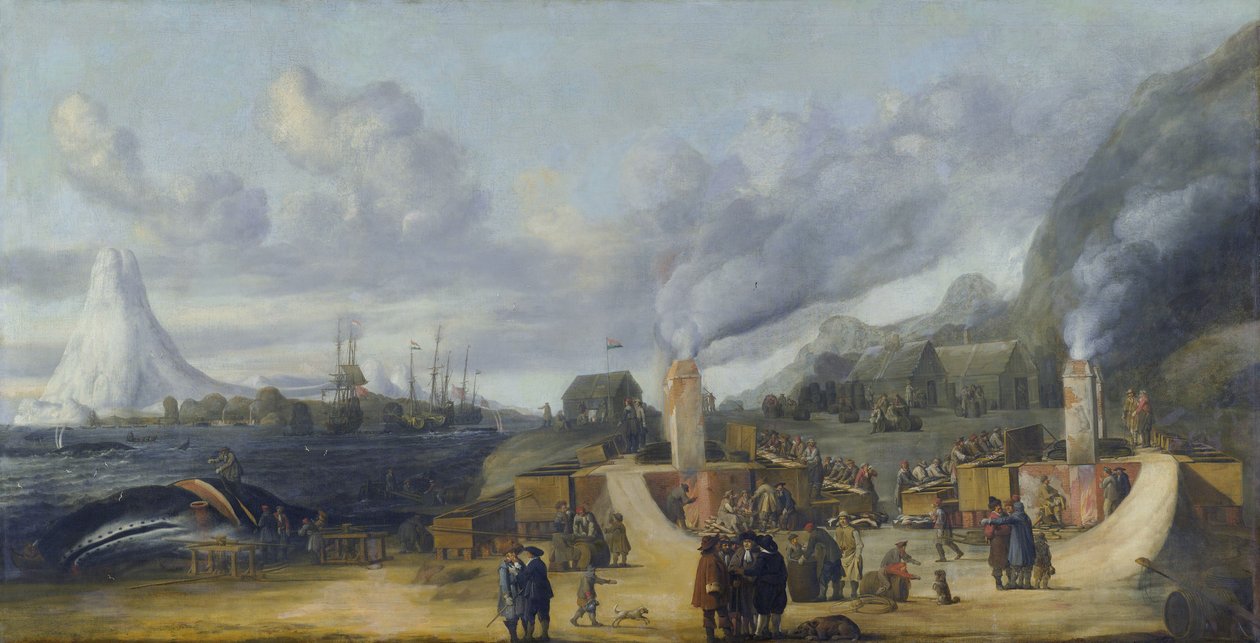 Hvalolieraffinaderiet nær landsbyen Smerenburg af Cornelis de Man