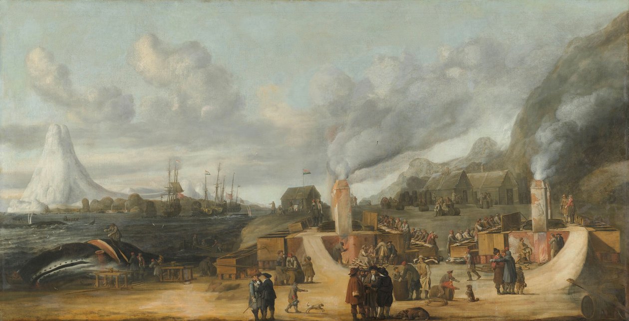 Hvalolieraffinaderiet nær landsbyen Smerenburg, 1639 af Cornelis de Man