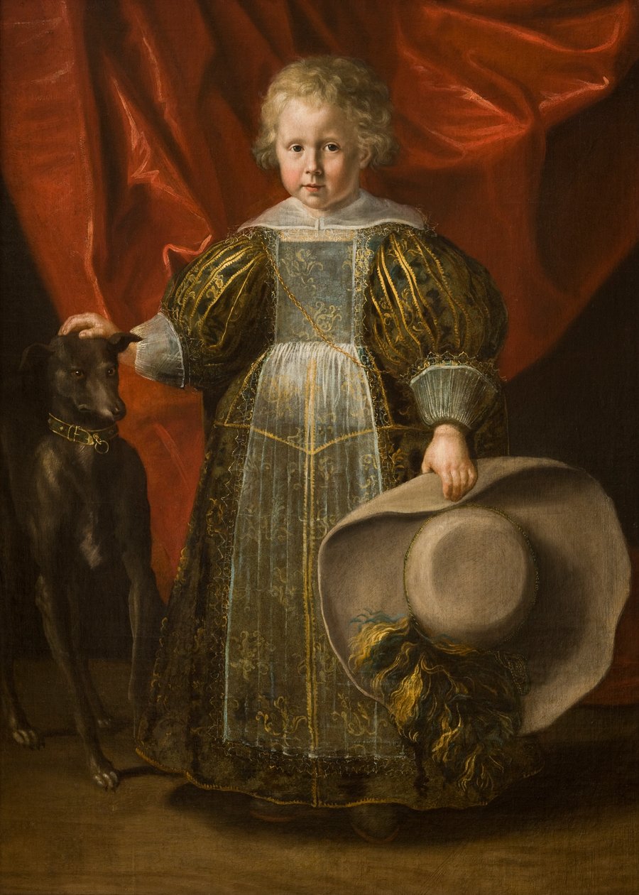 Portræt af en dreng med en hund, ca. 1620 (olie på lærred) af Cornelis de Vos
