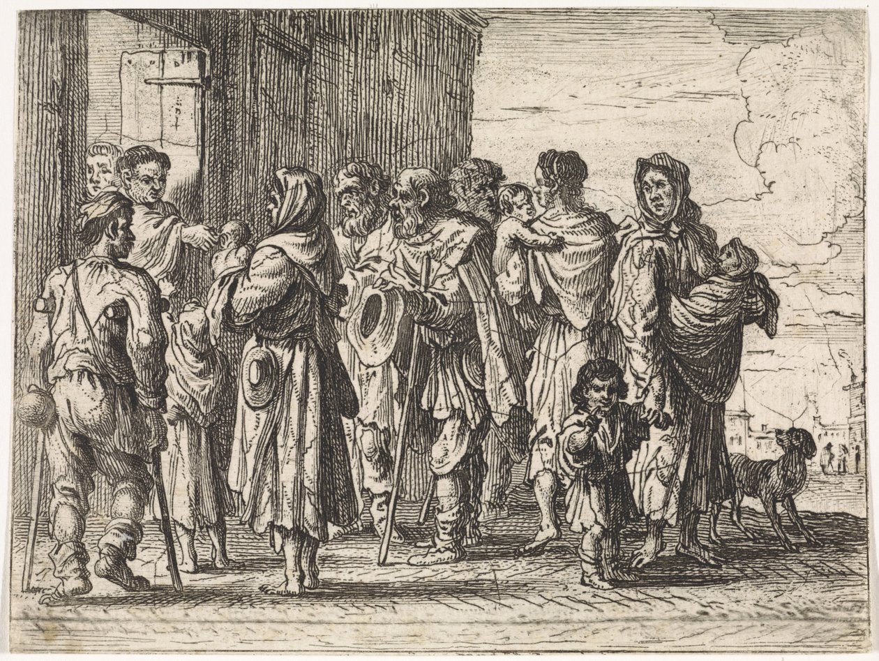 Tiggere til et kloster Genrescener (serietitel) af Cornelis de Wael