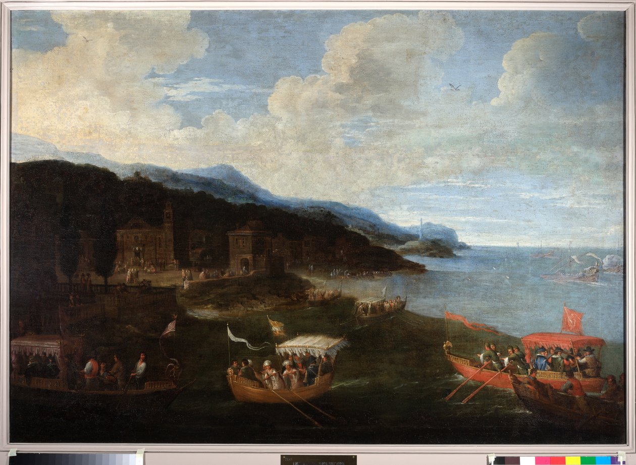 Patricierfamiliernes både i den vestlige del af Genova af Cornelis de Wael