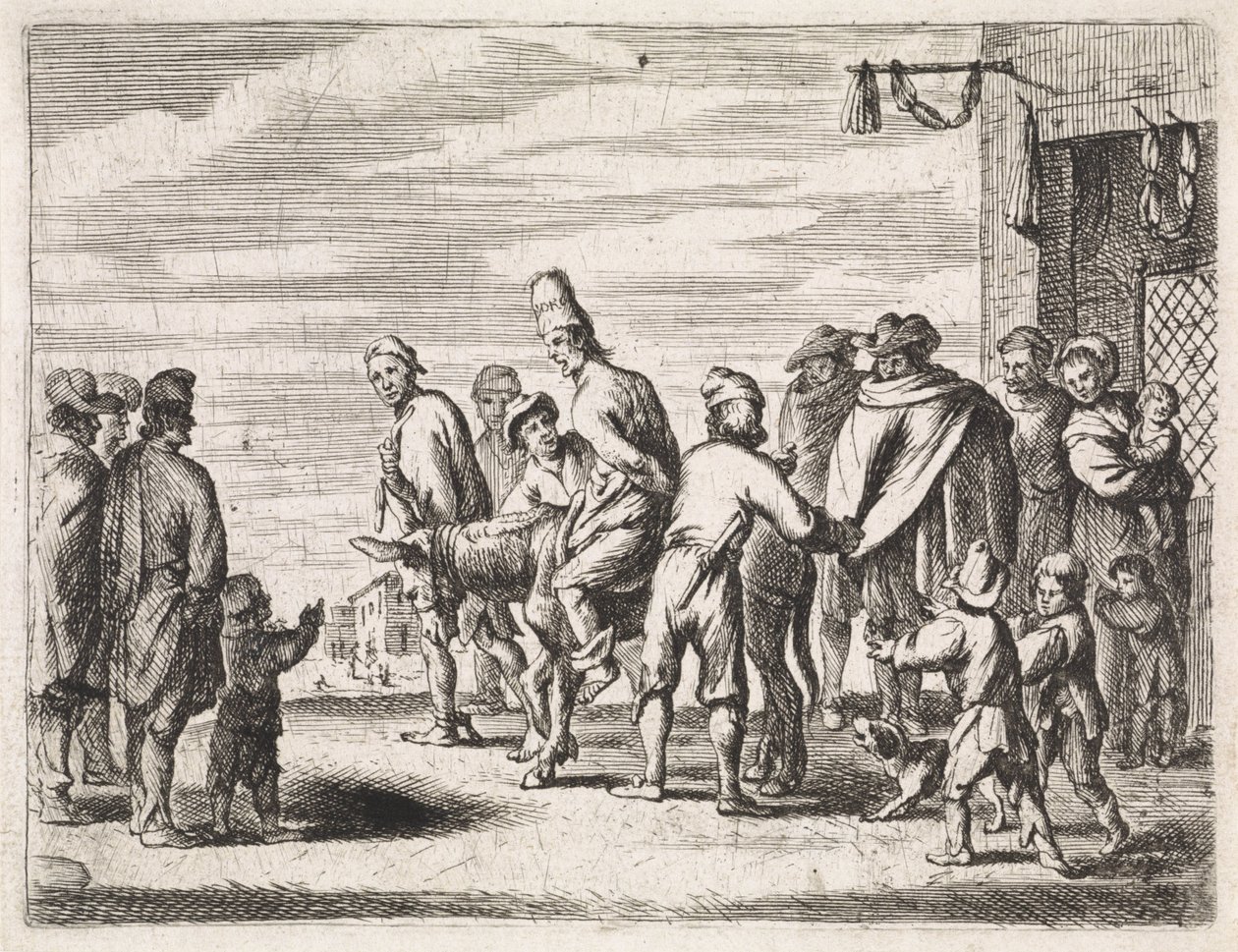 Mand bundet til et æsel Genrescener (serietitel) af Cornelis de Wael